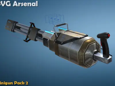 Minigun pack 2 Low-poly 3D model
