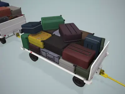 Airport Baggage Carts Loaded --441-- Low-poly 3D model