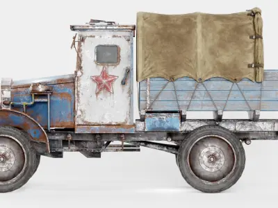 Post-apocalypse battle car truck da1 Low-poly 3D model
