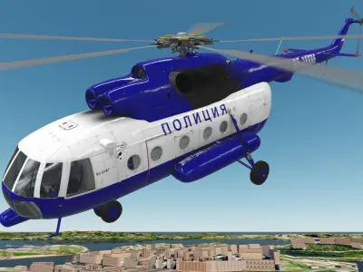 Mi-8AMT Russian Police Animated Low-poly 3D model