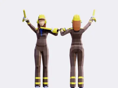 Airport Ground Crew - Animated and Rigged Low-poly 3D model