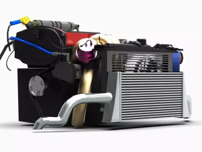 4G63T Evolution Inline 4 Engine Low-poly 3D model