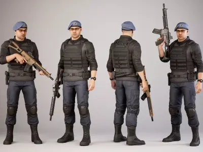 Casual Soldier 17 Low-poly 3D model