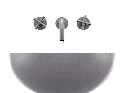 Gray architectural concrete Bowl sink 3D model