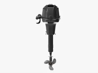 Outboard portable boat motor with folded tiller used 3D model