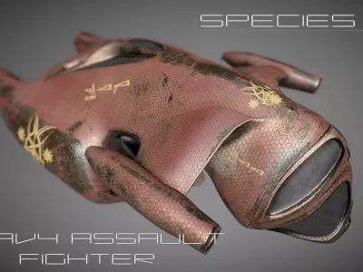 Species I - Alien Heavy Assault Fighter Low-poly 3D model