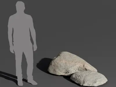  Two Mottled Smooth Round Large Rock Boulder Models 