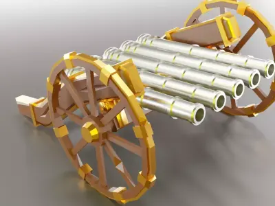 Medieval free low-poly cannons Free low-poly 3D model