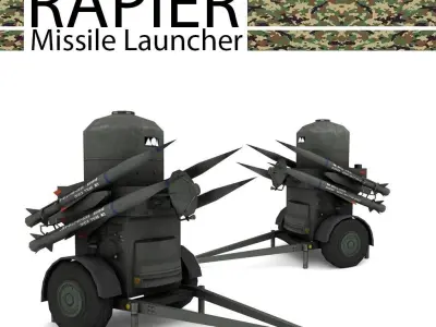 RAPIER Missile Launcher Low-poly 3D model