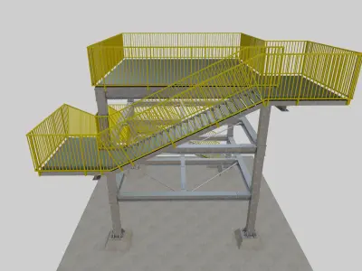 Steel Structure-Tsunami Evacuation Tower-Type-1 Free 3D model