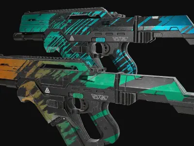 Sci-Fi SMG Raptor and Sea Breeze Low-poly 3D model