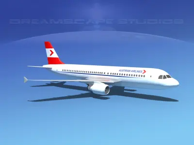 Airbus A320 LP Austrian Low-poly 3D model