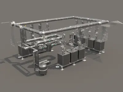 Industrial boiler room 3D model