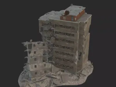 destroyed building  Low-poly 3D model