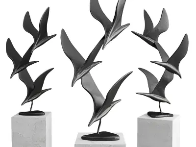 Birds modern art Low-poly 3D model