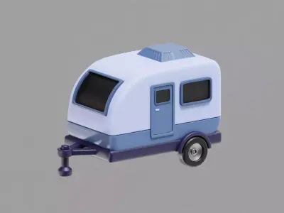 Campervan Caravan Cartoon Low-poly 3D model