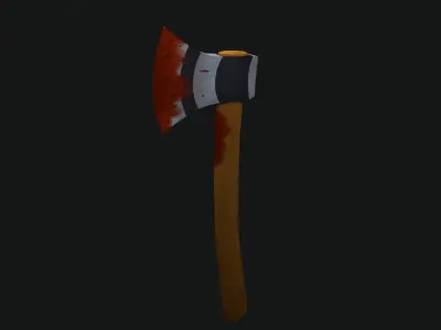 Low Poly Bloody Axe Low-poly 3D model