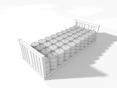 Oil Barrel Container for Cargo Barge Ships Low-poly 3D model