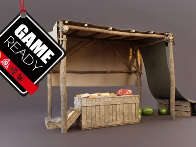 The Medieval Market Stall Low-poly 3D model