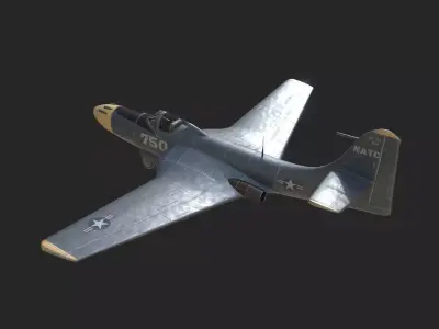 US Navy FH-1 XFD-1 FD Phantom Fighter Low-poly 3D model