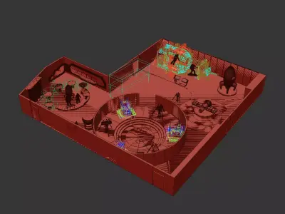 Futuristic Space Exploration Exhibition Hall 3D Model 3D model