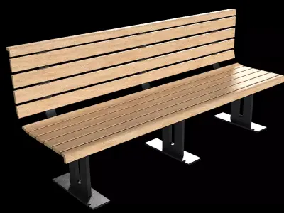 Bench09 park bench with slats Low-poly 3D model