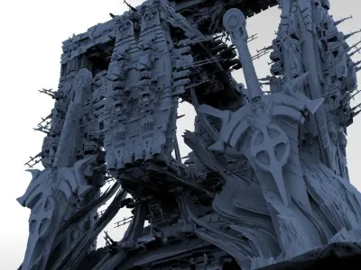 Mars Sci-Fi Monolith Massive structure 7 3D model