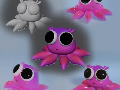 octopus cute Low-poly 3D model