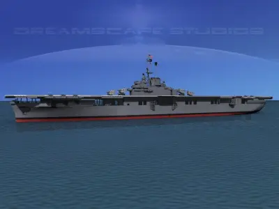 Essex Class Aircraft Carrier CV-9 USS Essex 3D model