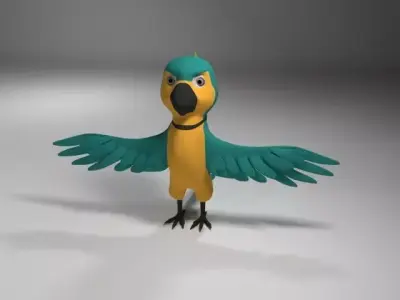 Cartoon Parrot Low-poly 3D model