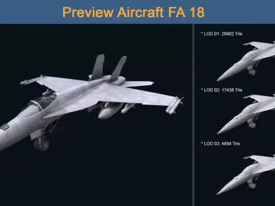 Asset - Army - Aircraft FA 18 Low-poly 3D model