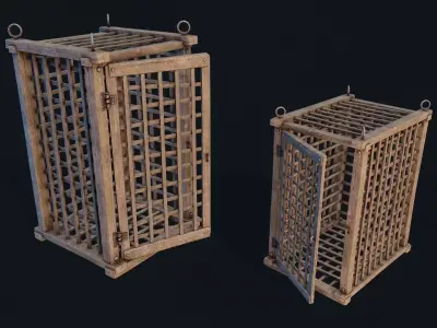 Wooden Cages Low-poly 3D model