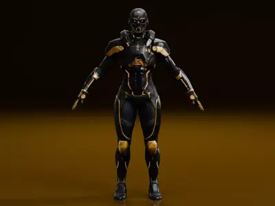 Female Bounty Hunter - Rigged Low-poly 3D model