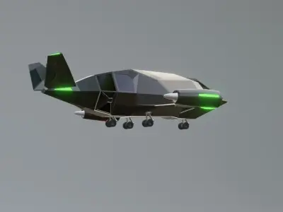 futuristic military jet Low-poly 3D model