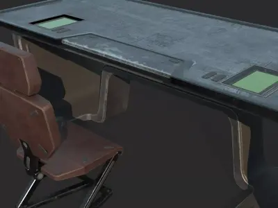 Futuristic Sci-Fi Style Tables and Chairs 3D model