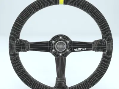 Steering Wheel Sparco R368 Black 3D model