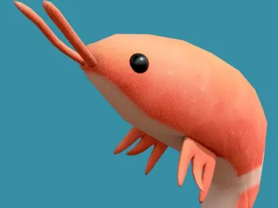 Shrimp Toy Low-poly 3D model