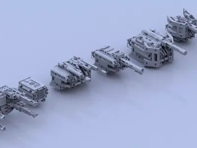 Sci-Fi Gunner Gun Turret Spaceship Military Ship Pack 3D model