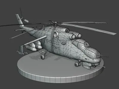 Post-Apo Mi-24 Attack Helicopter Low-poly 3D model