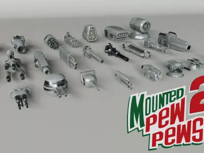 25 Mounted Weapons Pack 2 Free 3D model