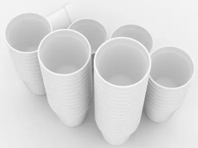 Styrofoam Cups (Pose 2) 3D model