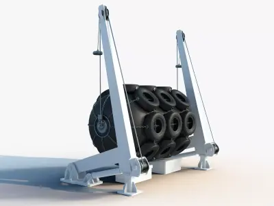 Pneumatic Fender with Davit 3D model