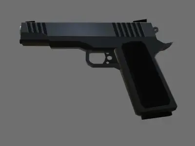 Black Pistol 9mm - Revolver - Gun Weapon - Arma Low-poly 3D model