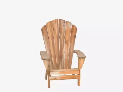 Natural Cedar Adirondack Chair Detailed 3D Model 3D model