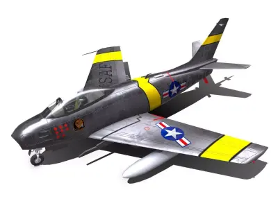 North American F-86 Sabre Low-poly PBR Low-poly 3D model