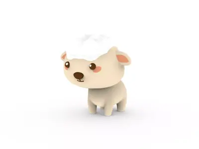 Cartoon Sheep v001 character Low-poly 3D model