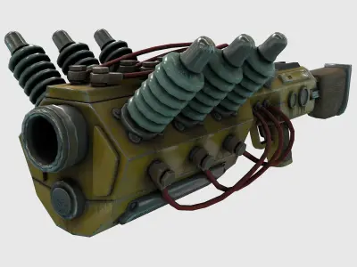 Low-Poly Tesla Rifle With PBR Materials Low-poly 3D model