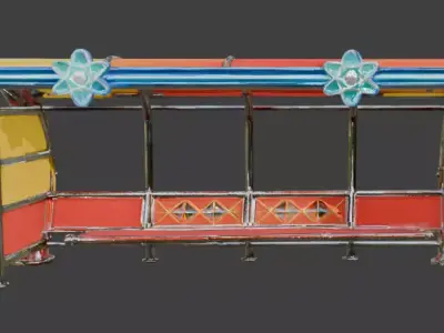 Retro-Futuristic Atompunk Bus Stop Low-poly 3D model