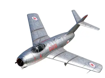 PBR Korean War Mig15 Fighter PLAAF Low-poly 3D model