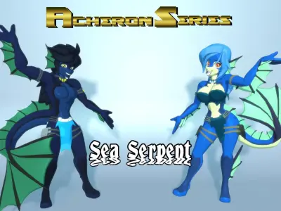 Acheron Sea Serpent Nude Low-poly 3D model